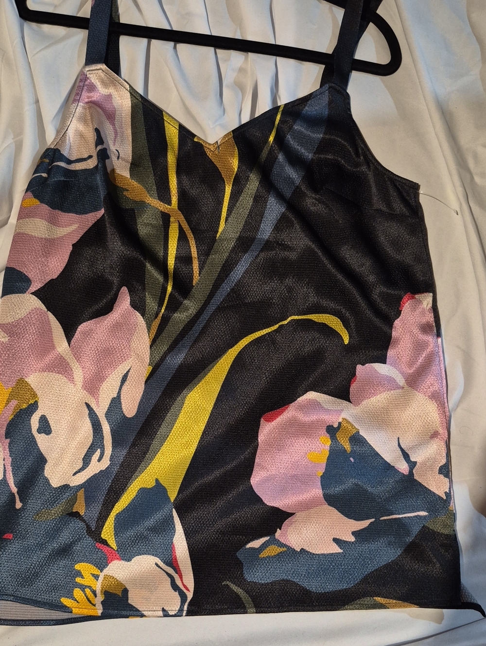 Ted Baker Black Strapless Floral Print Slip Dress with Pink & Yellow Accents